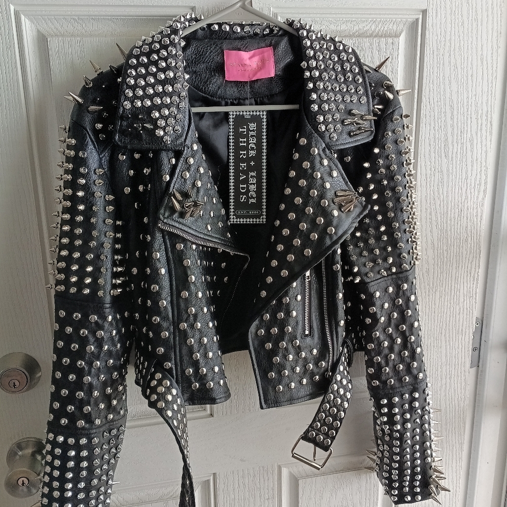 Black, Studded, Leather Jacket